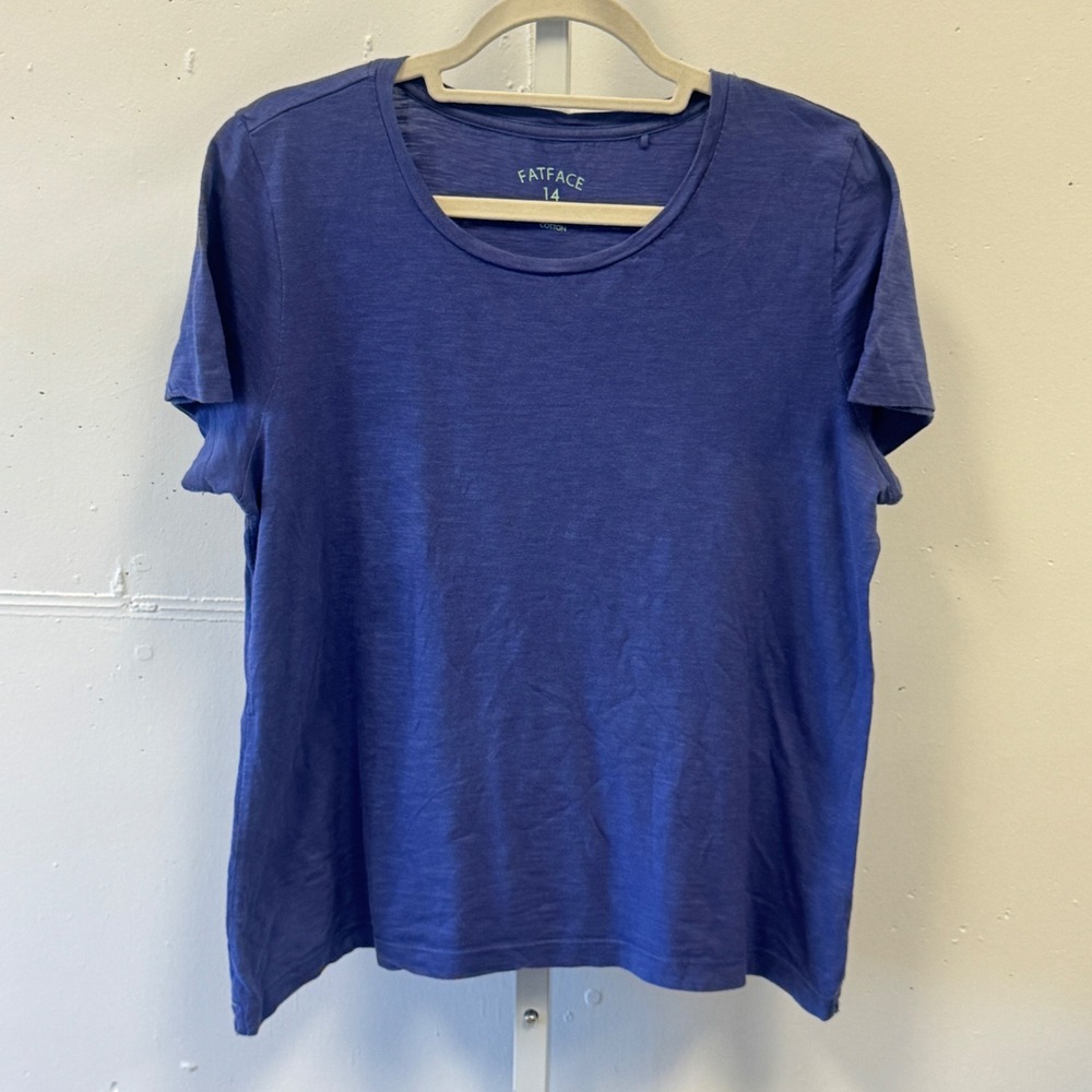 FatFace Organically Grown Cotton Slub‎ T-Shirt Size 14 971090 Periwinkle Purple